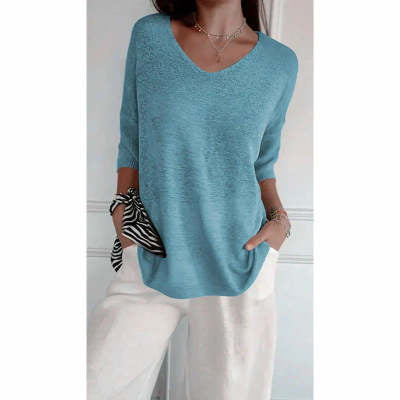 V-Neck Knitted Pullover Shirt