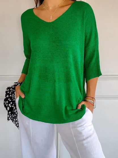 V-Neck Knitted Pullover Shirt