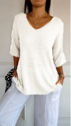 V-Neck Knitted Pullover Shirt